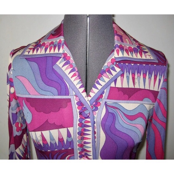 1970s EMILIO PUCCI SILK JERSEY KNIT DRESS 8 - Picture 2 of 8